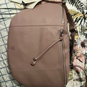 Lucky Brand mauve color leather double zipper handbag brand new  retails for 149